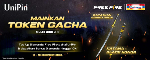 Top Up Diamonds Free Fire di UniPin, Dapatkan Grand Prize Katana Black Honor + Bonus hingga Ribuan Diamonds dari UniPin